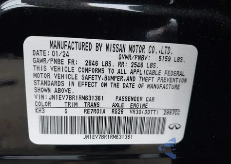 2024 Infiniti Q50 Luxe Awd z USA, uszkodzony, nr VIN JN1EV7BR1RM631361